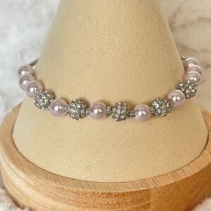 Crystal and pink pearl slider bracelet